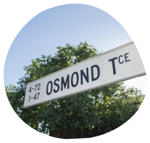 Street sign with "Osmond Terrace" written on it